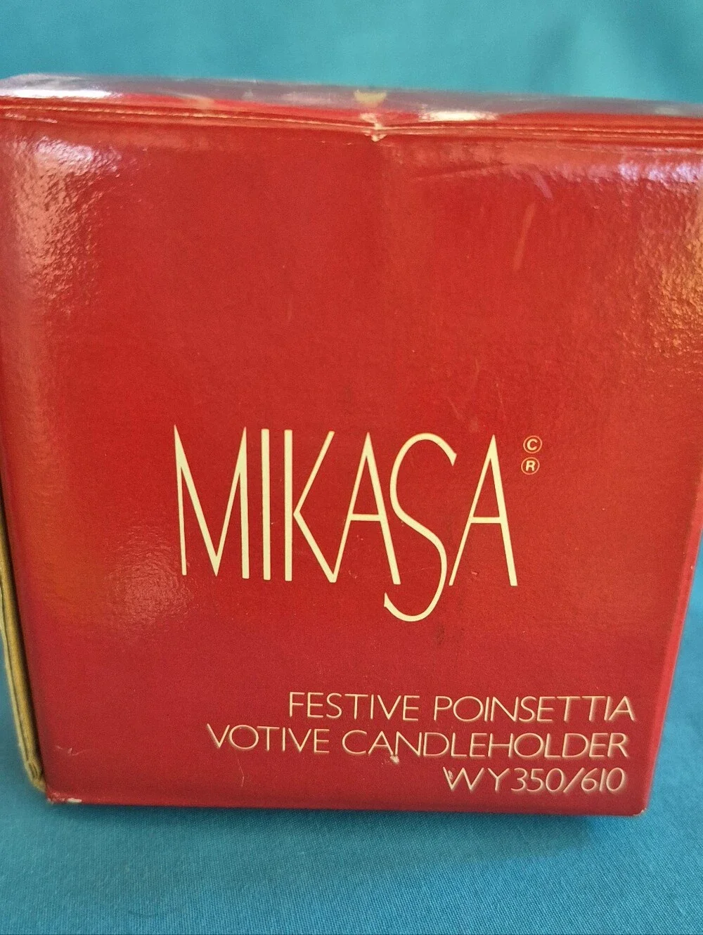 Mikasa Festive Poinsettia Clear Glass Votive Candle Holder